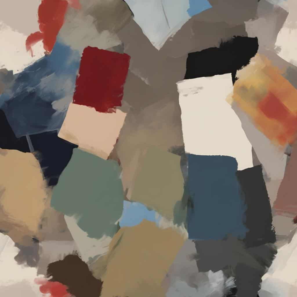 Πίνακας σύγχρονης τέχνης με αφηρημένες πινελιές και έντονες χρωματικές αντιθέσεις, έκφραση δημιουργικότητας και καινοτομίας.